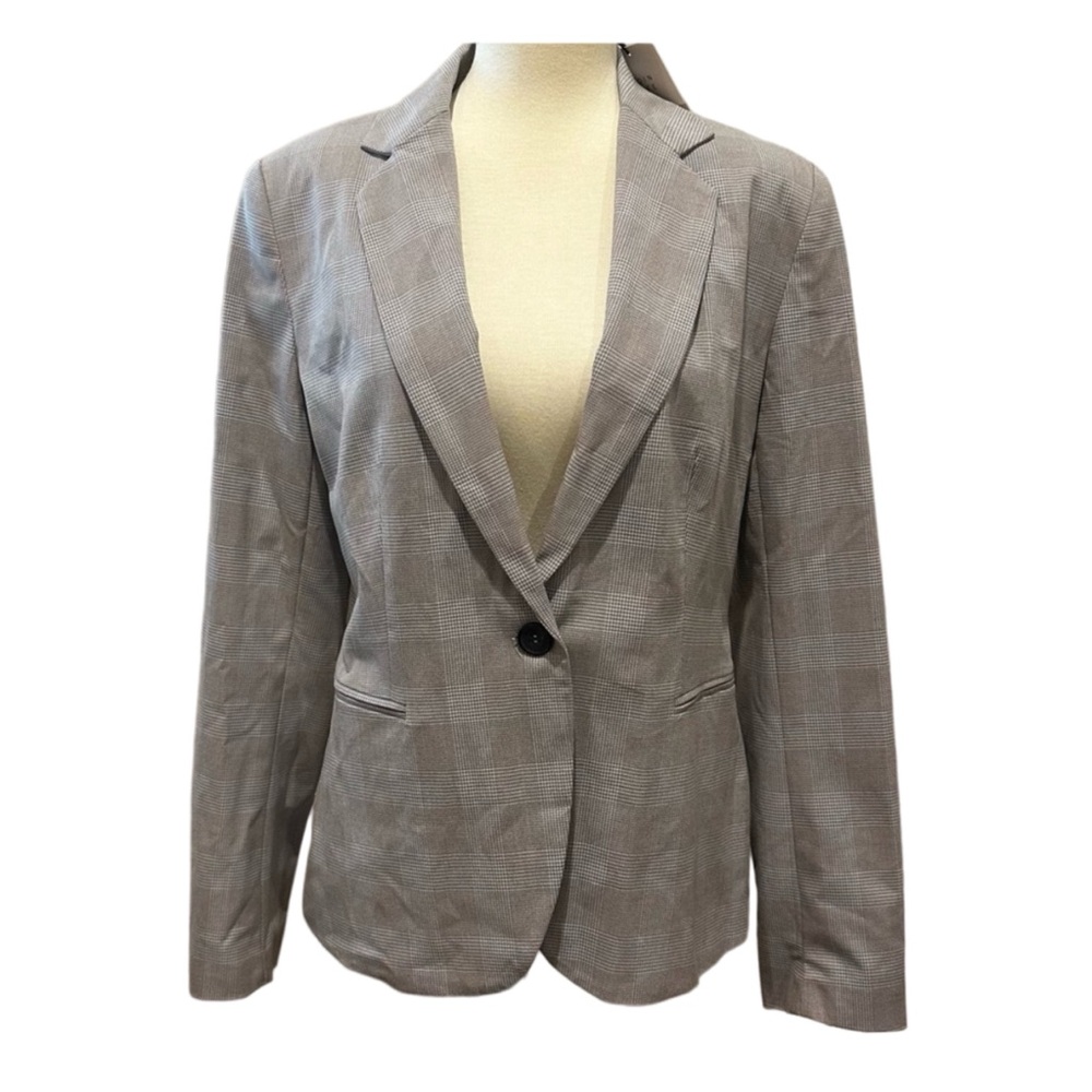 Zara Plaid Gray and Black Woman’s Blazer Coat Suit Jacket Office Wear New! 8